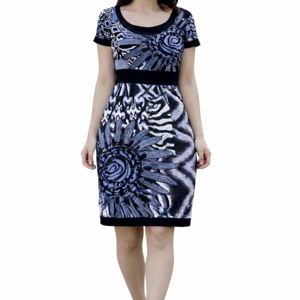 Desigual Dress Womens S Mini Sheath Floral Print Abstract Artsy Boho Y2K Indie